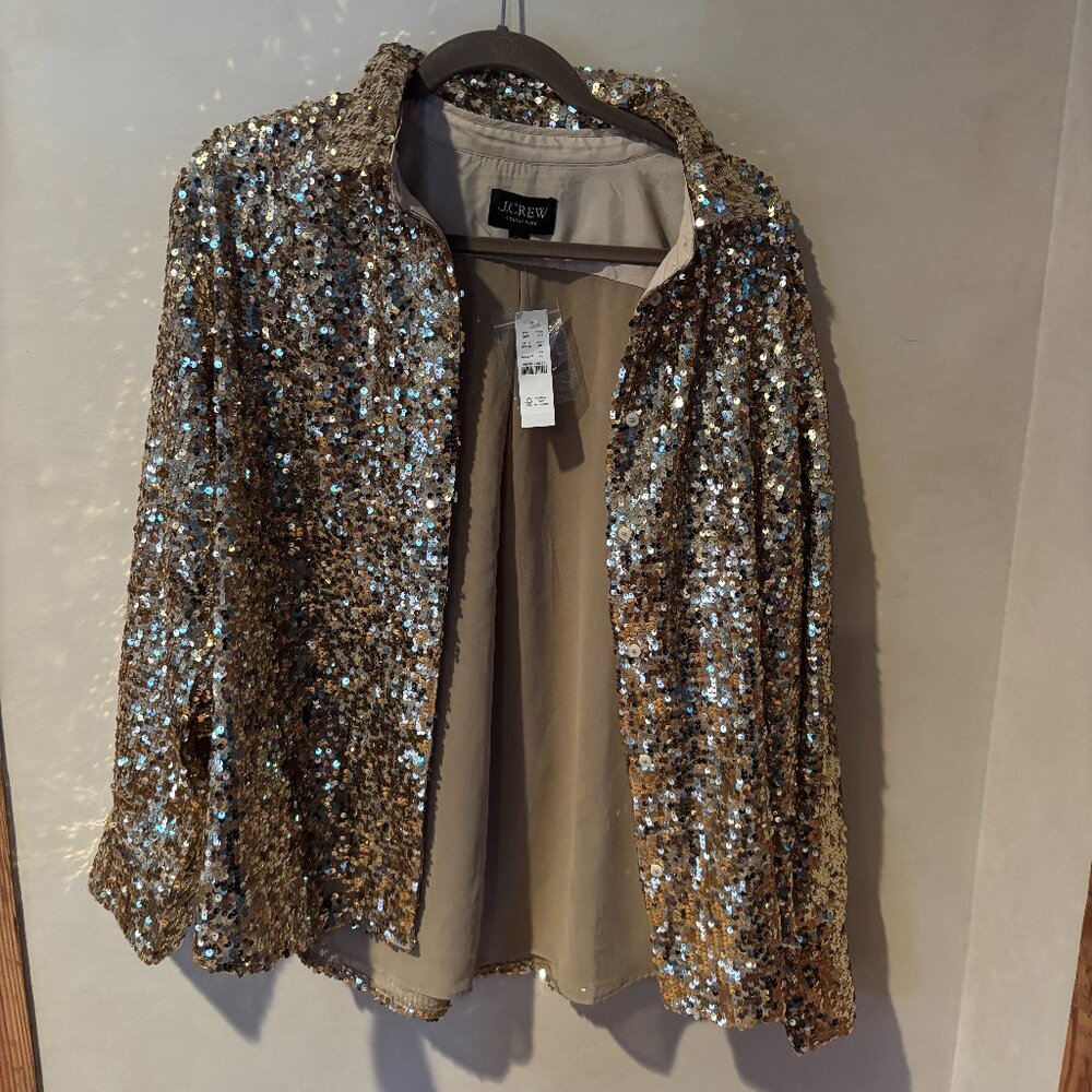 New With Tags J Crew Collection Gold Sequin Shirt